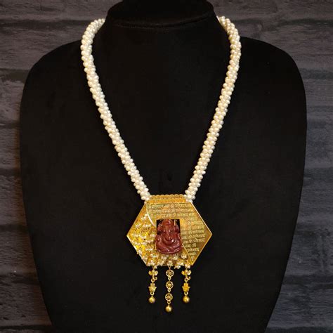 Shri Ganesha Pendant Pearl Necklace Silver Necklace - 925 Sterling ...