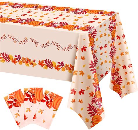 Amazon.com: Hosuly 3 Pcs Fall Tablecloth Plastic Thanksgiving ...