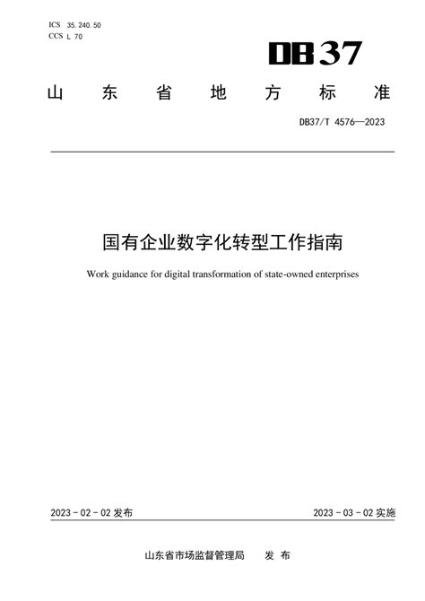 山东省《国有企业数字化转型工作指南》DB37/T 4576-2023.pdf - 国土人