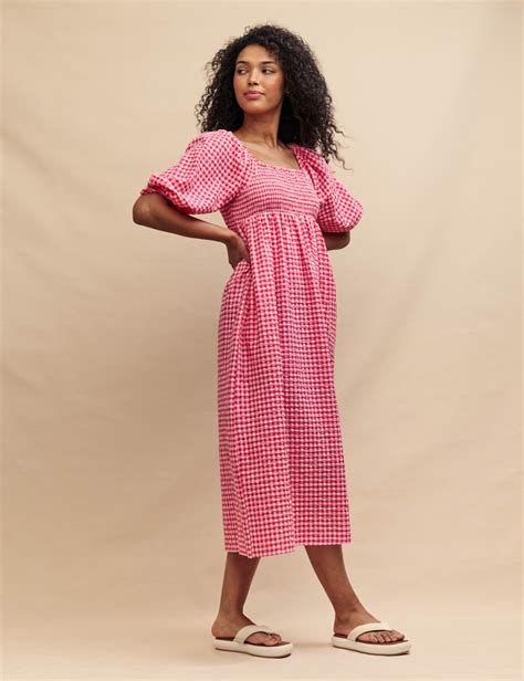 Pink Gingham Kylie Midi Dress