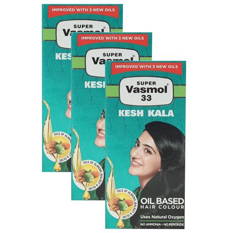 Super Vasmol 33 Kesh Kala Oil Based Hair Colour 100 ml - Pack Of 3 ...
