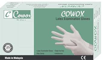 COWOX Surgicals Latex Examination Gloves Disposable Powder Free ...