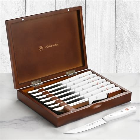 Wusthof Gourmet White Steak Knives - 8 Piece Set with Case – Cutlery ...