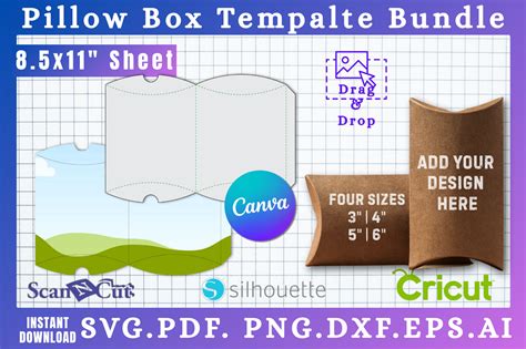 Pillow Box Template Bundle SVG & Canva Graphic by Design Depot Graphics ...