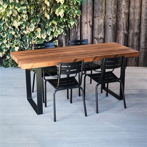 Rectangular Outdoor Table Wood & Steel | Industrial look for pubs & bars