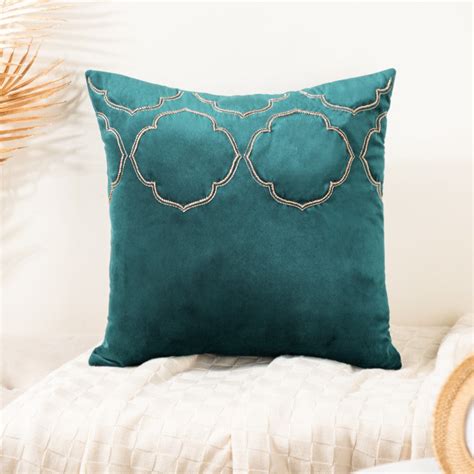 Floral Embroidered Cushion Cover Set Of 2 Green 16 x 16 Inch Online ...