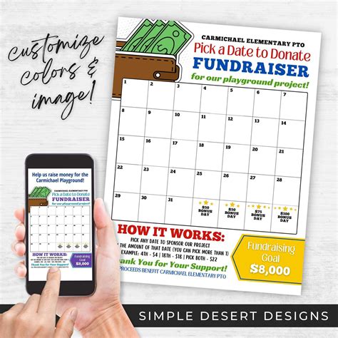 Printable Calendar Fundraiser Template for Easy Fundraising Success