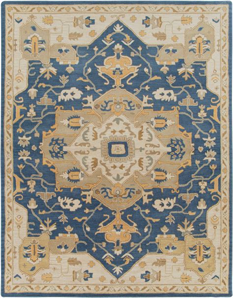 Caesar Ink Blue Hand-Tufted Wool Rug Rustic Heritage