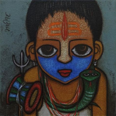 "Bahurupiya 2": Steel Grey Acrylic Painting by Hitendra Singh Bhati ...