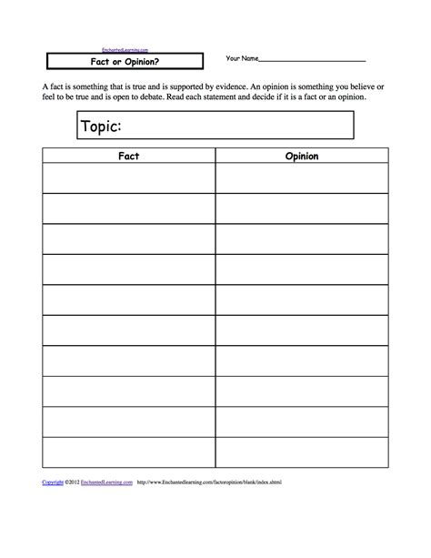 Fact or Opinion? Worksheets to Print - EnchantedLearning.com
