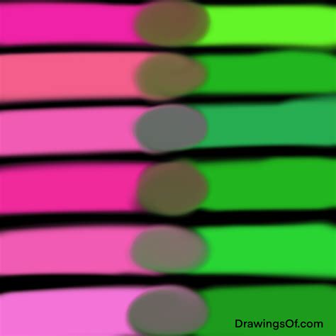 Wondering: What color does pink and green make? See illustrations of ...