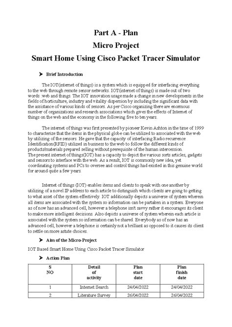 Micro Project Plan Part A - Part A - Plan Micro Project Smart Home ...