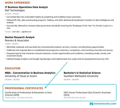 How to List Certifications on a Resume – Guide w/ Examples | Novoresume