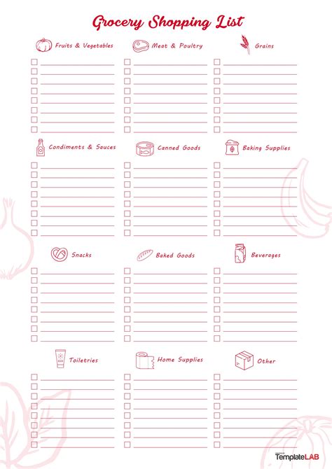 Grocery List Free Printable Template - Templates Printable