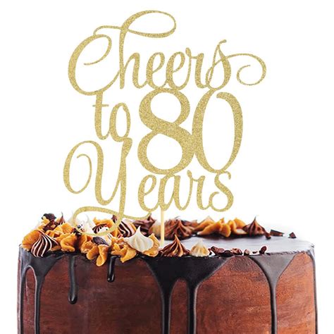 Cheers To 80 Years Cake Topper 80th Birthday Cake Topper | Desertcart INDIA
