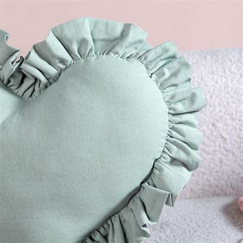 Frilly Heart Cotton Cushion Mint Green 43x38cm Online - Premium Cushion ...