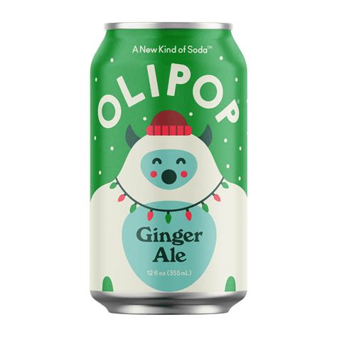 OLIPOP Prebiotic Soda, Ginger Ale, Holiday Yeti Can, 12 fl oz, 12 Pack ...
