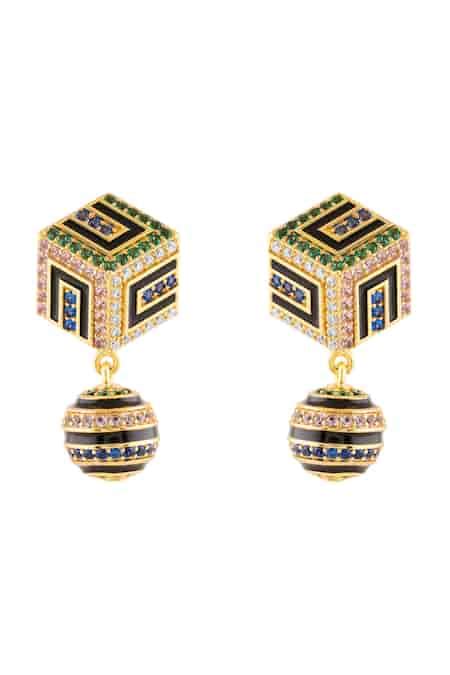 Buy Multi Color Crystals Arpelle Surreal Dangler Earrings by Isharya ...