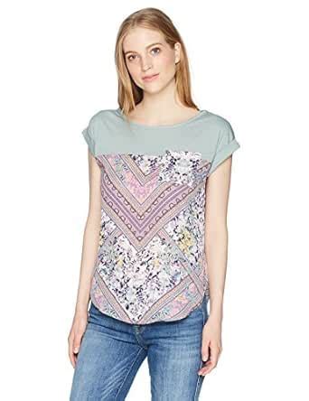 Buy Jolt Women's Short Sleeve Mixed Media Top, River Green, Medium at ...