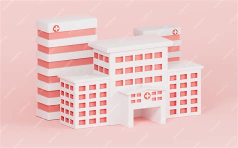 Premium Photo | Pink hospital building models 3d rendering