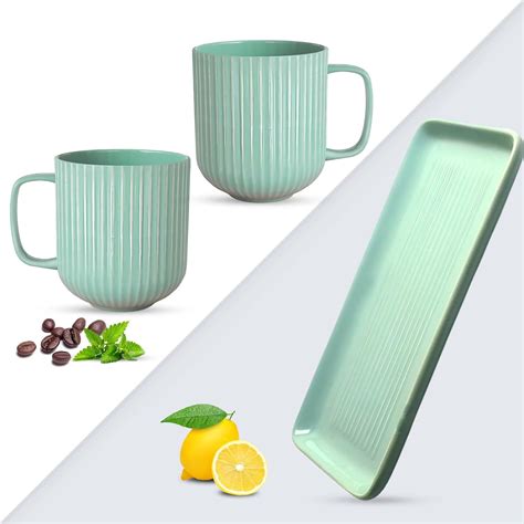 Buy The Earth Store Premium Handmade Ceramic Fringe Sky Blue Tea Cups ...