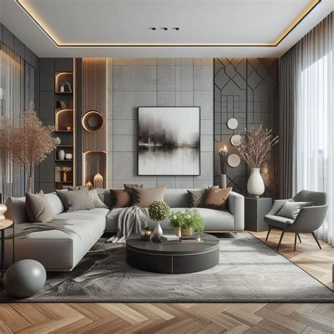 Modern Grey and Brown Living Room Artistic Wall Decor | Contemporary ...