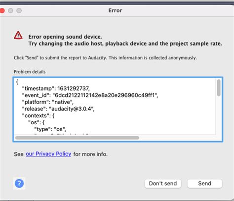 Image result for In Audacity Software Message Showing Error Opening Recording Device