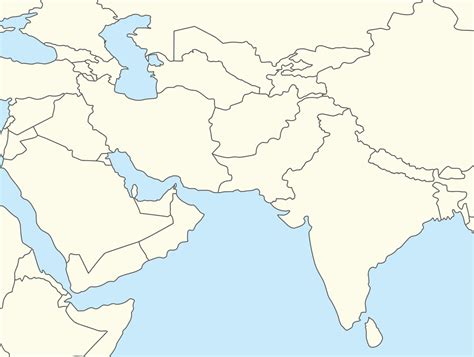 Blank Map Of Central And South Asia