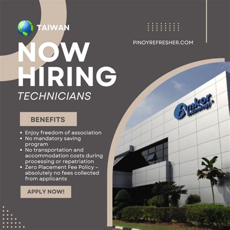 Technician Jobs in Taiwan | Amkor Advance Technology Hiring via Grand ...
