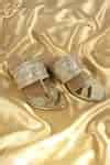 Buy Gold Pearls Kolhapuri Heels With Bloom Embroidery by Irasoles ...