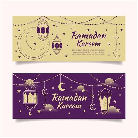 Bannières de ramadan style dessinés à la main | Vecteur Gratuite