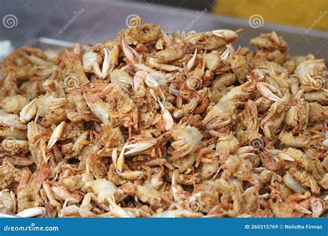 Street Food Vendor Selling Crispy Small Crabs Baby Crabs Sold Stock ...