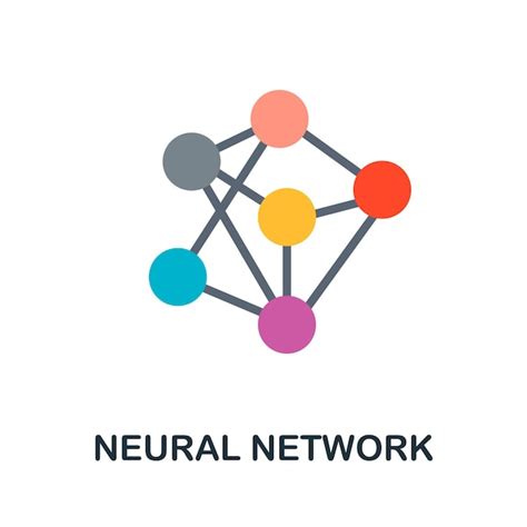 Neural network flat icon colored sign from machine learning collection ...