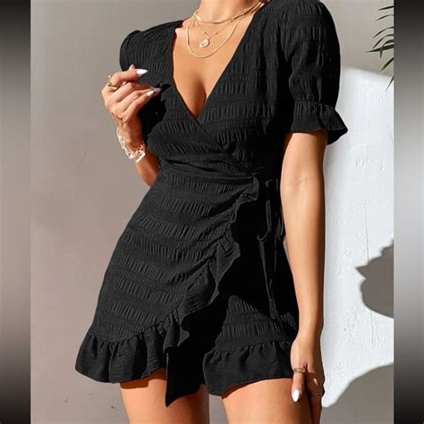 5/$20 Side ruffle dress new | Wrap dress, Wrap around dress, Chiffon ...