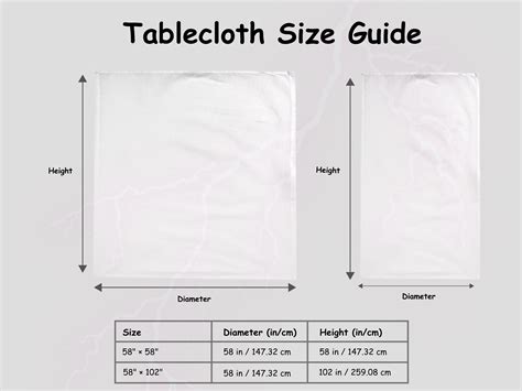 Tablecloth Size Chart Guide: Square & Rectangle (digital JPG) - Etsy