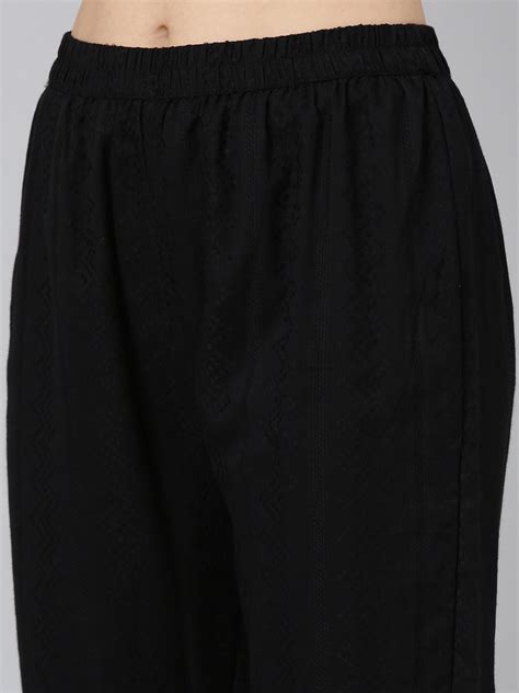 Neeru's Black Regular Straight Embroidered Kurta and Trouser with Dupa ...