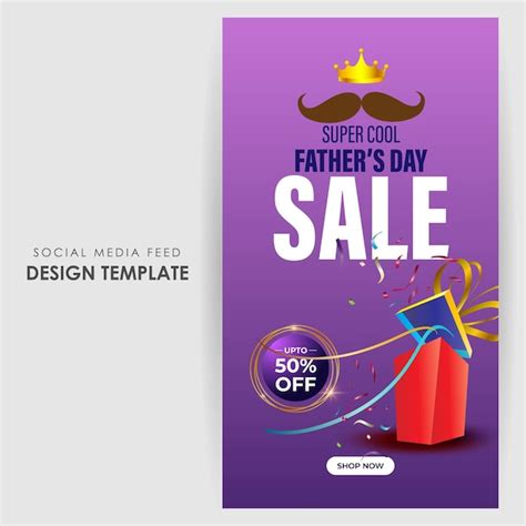 Vector illustration of happy father's day sale social media story feed ...