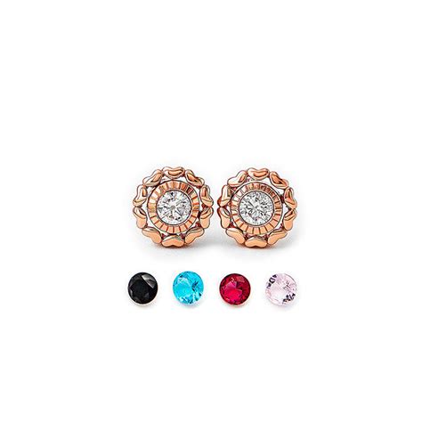 Buy the Rose Gold Wheel Of Heart Earrings (5 in 1 Crystal) - Silberry