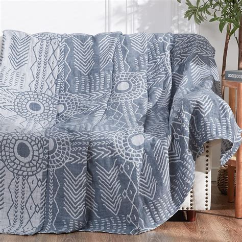 Amazon.com: jinchan Boho 100% Cotton Blanket Muslin Lightweight Queen ...