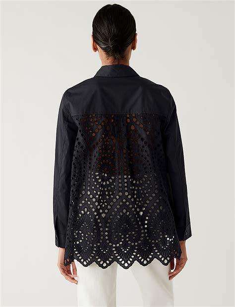 Buy Pure Cotton Broderie Collared Shirt at Marks & Spencer