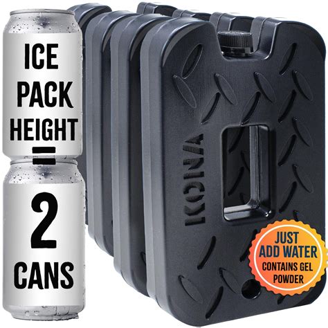 Kona Black/Ice 2 Pound Ice Packs for Coolers - Long Lasting Design ...