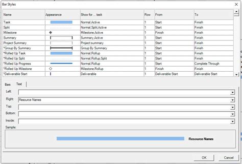Image result for MS Project Format Bar Styles