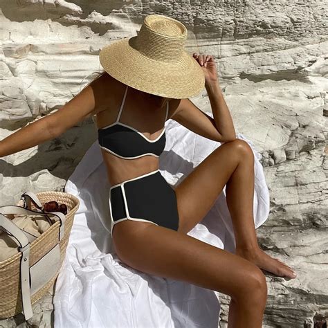 High-Waist-Bikinis-2024-New-Black-Two-Piece-Swimwear-Women-s-Swimsuit ...