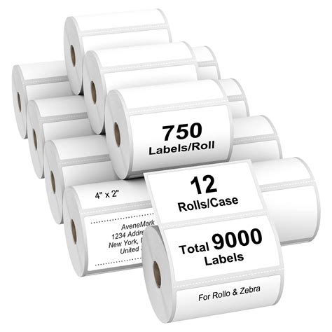 AveneMark 12 Rolls 4" x 2" Direct Thermal Labels for Barcodes Postage ...
