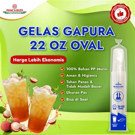 Promo Gelas Plastik Oval Bening Gapura 22 Oz / Cup Plastik / Gelas ...
