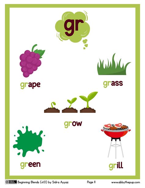 Beginning Blend gr flashcard | Free Printable Papercraft Templates