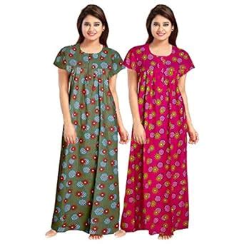 Buy KBNBJ Nighty for Women Cotton Printed Maxi Gown Ankle Length Nighty ...