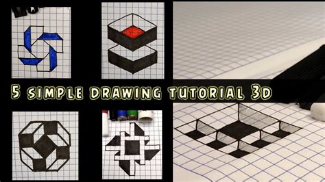 simple drawing tutorial 3d on graph paper | Drawing tutorial, Easy ...