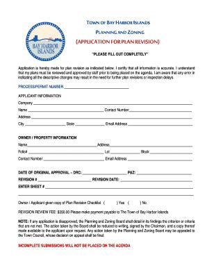 Fillable Online TOWN OF BAY HARBOR ISLANDS PLANNING AND ZONING ...