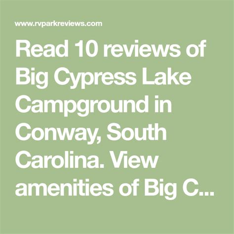 Conway SC Campground: Camping, RV Parks & Cabins
